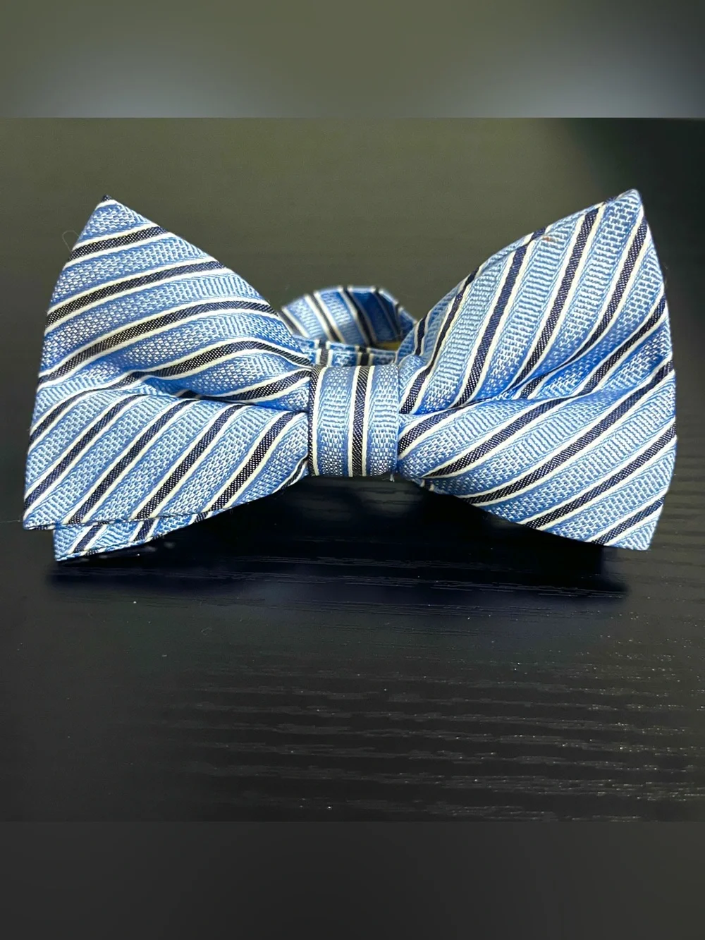Classic Blue Striped Men's Bow Tie